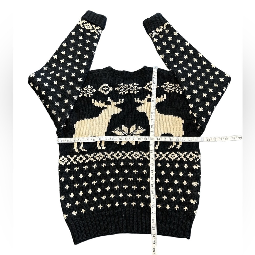 VTG Gap Nordic cabin-core Fair Isle heavy 100% wool reindeer sweater HONG KONG M - Picture 2 of 10